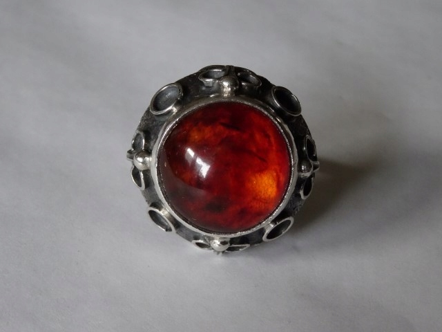 Srebrny pierścionek Orno z bursztynem srebro 3