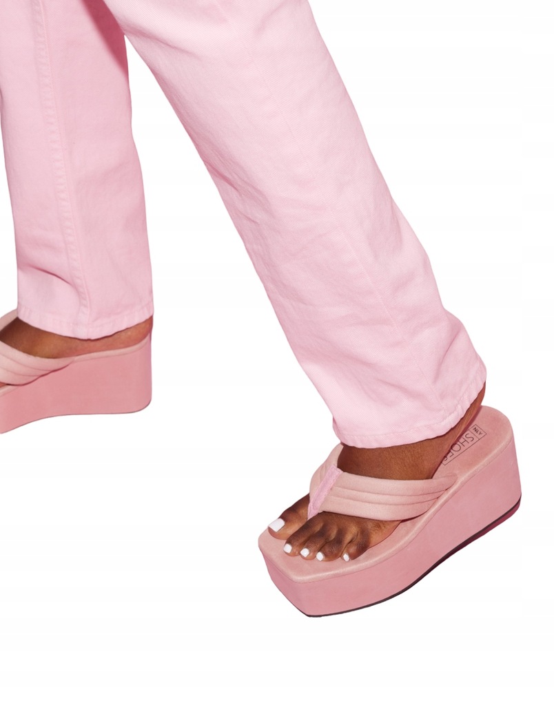 Nelly damskie różowe buty japonki na platformie 38