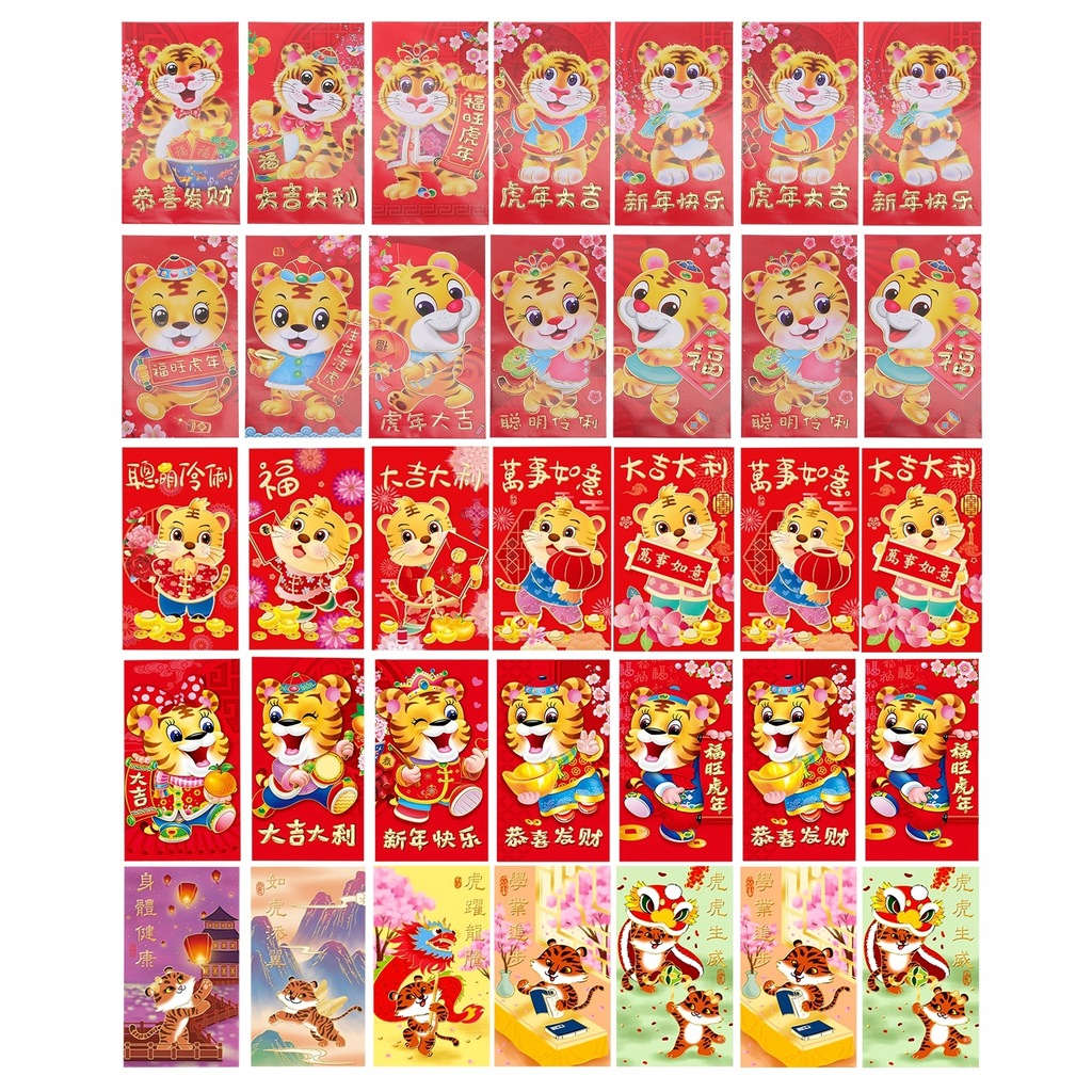 50 sztuk Chiński Hongbao Tygrys Hong Bao