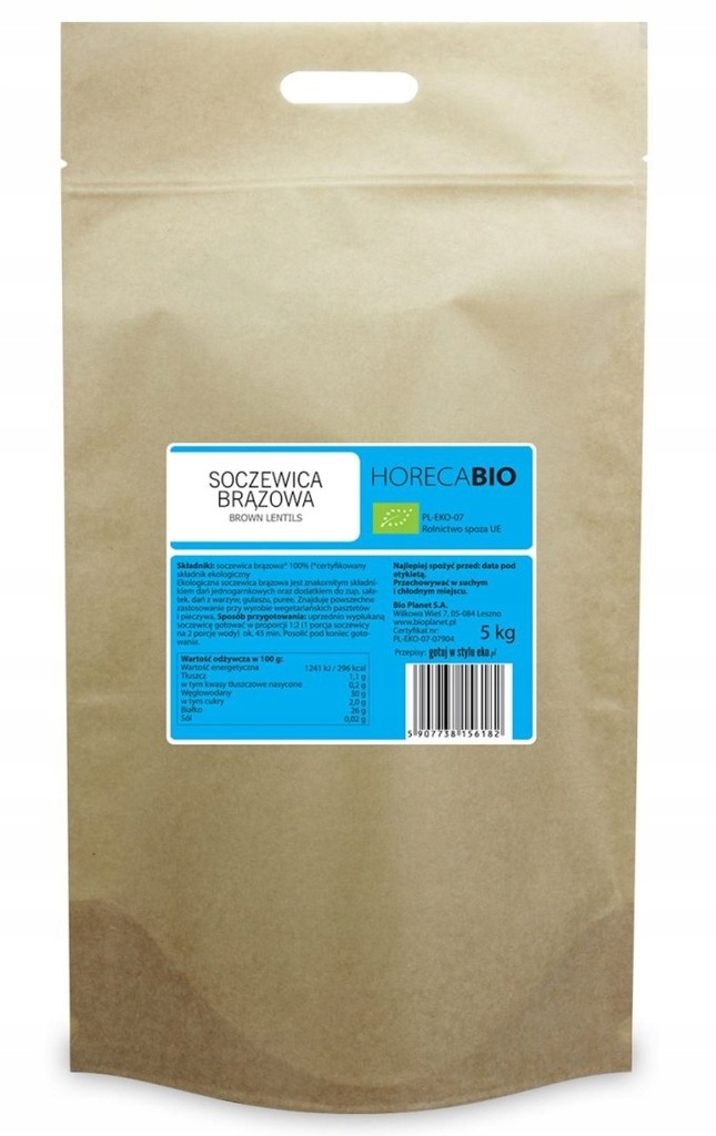 SOCZEWICA BRĄZOWA BIO 5 kg