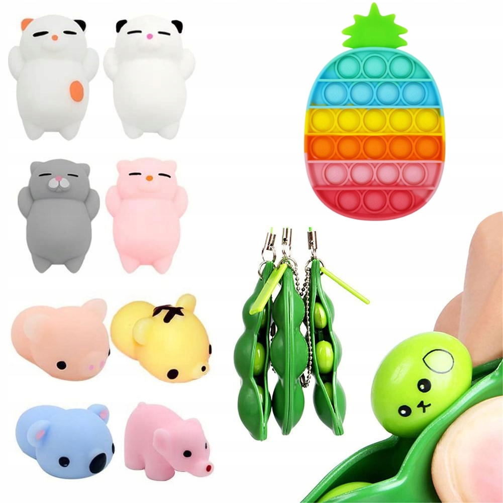 Zestaw PUSH BUBBLE Pop It MOCHI SQUISHY Toy BEAN