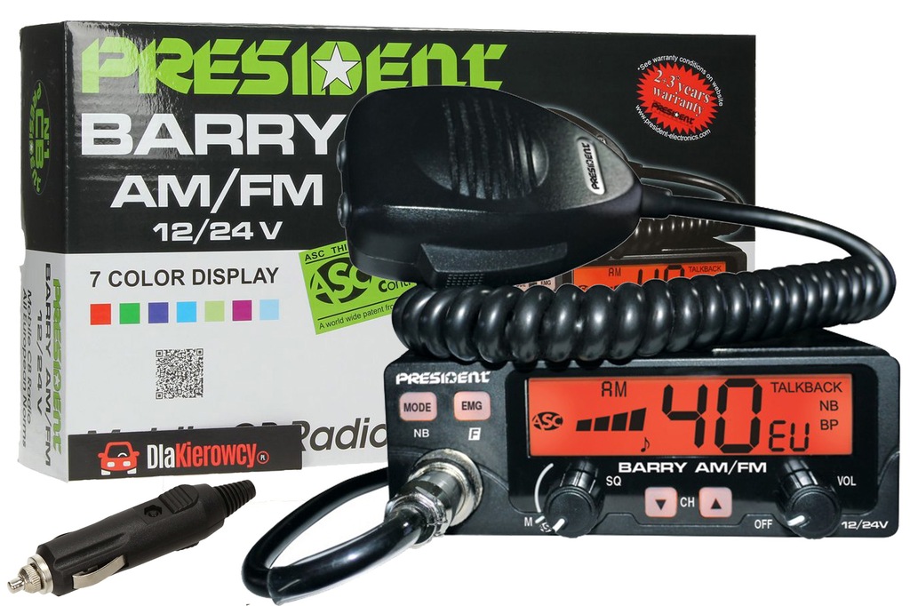 RADIO CB PRESIDENT BARRY BARY ASC 12V 24V WTYK A3K