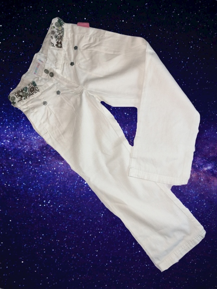 Śliczne modne spodnie dzwony białe COCCODRILLO 5Y