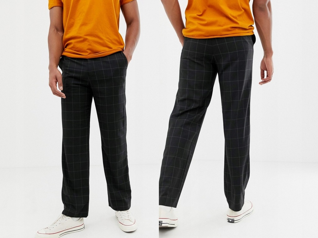 Weekday męskie eleganckie spodnie w kratkę W34