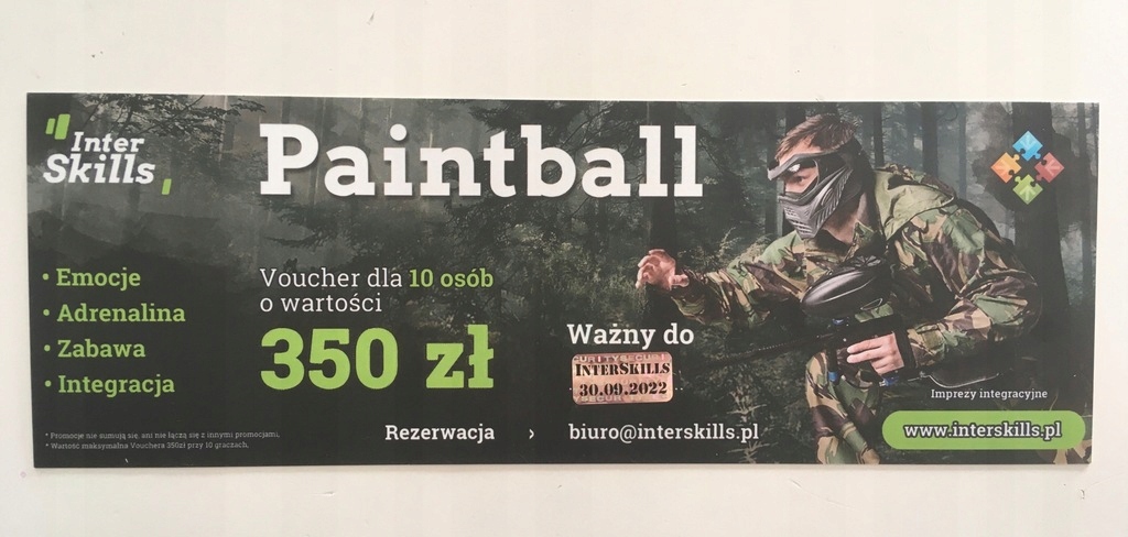 Voucher dla 10 osób 350zl PAINTBALL - wiele miast