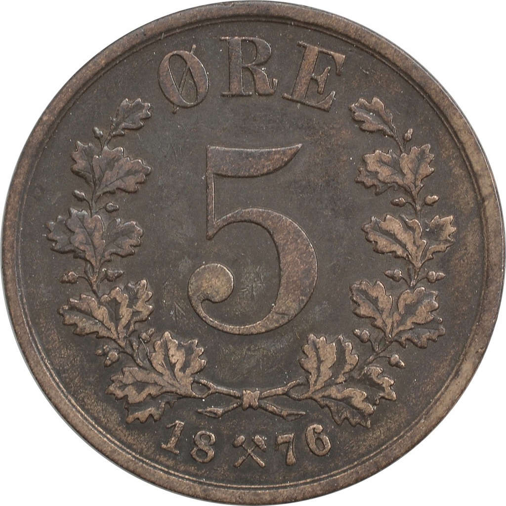 2.NORWEGIA, OSKAR II, 5 ORE 1876