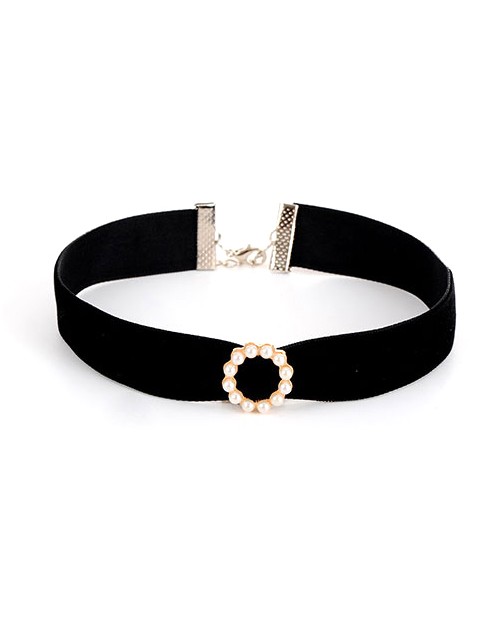 CZARNY VELVET CHOKER PEREŁKI OZDOBA KOLIA KLASYCZN