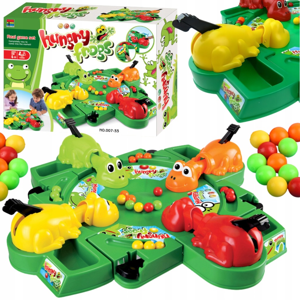 Gra Rodzinna "Głodne Żabki" Zręcznościowa Gra Zestaw Kolorowe Żaby Kulki
