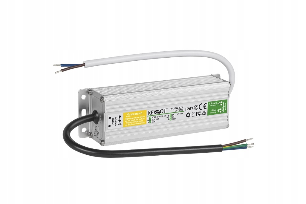 Zasilacz do sznura diodowego W-36W-12V 3A IP67 #URZ0770