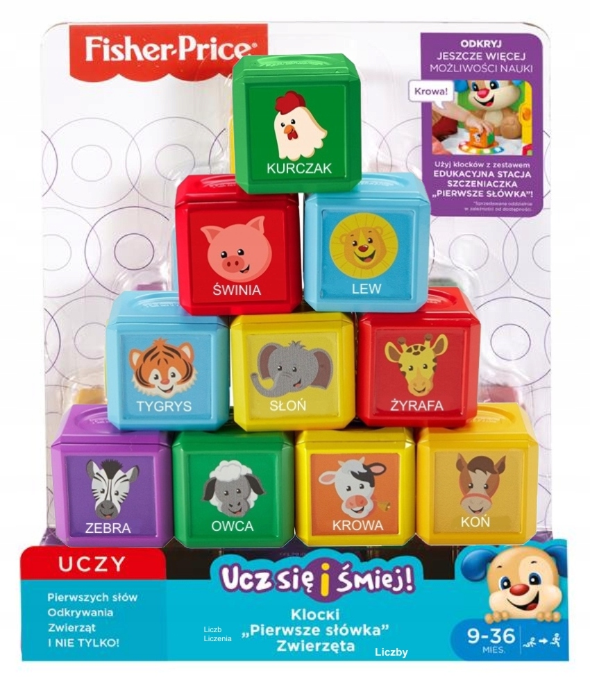 PIERWSZE SŁÓWKA ZWIERZĘTA KLOCKI FISHER PRICE FJN9