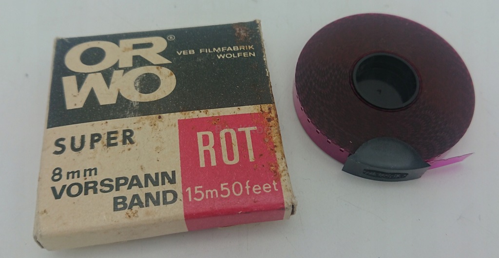 TAŚMA FILMOWA FILM ORWO SUPER 8mm ROT 15m