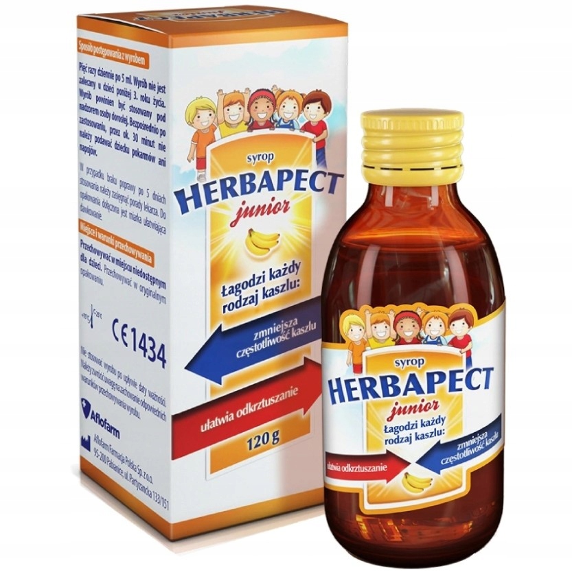 HERBAPECT junior syrop bananowy KASZEL SUCHY MOKRY