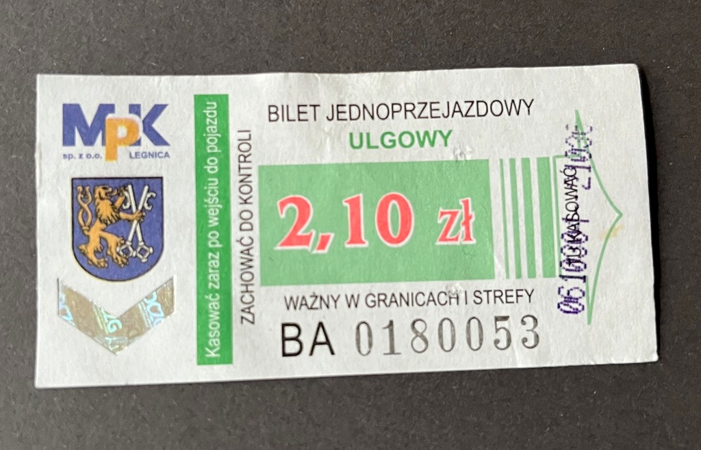 Bilet autobus, komunikacja miejska Legnica