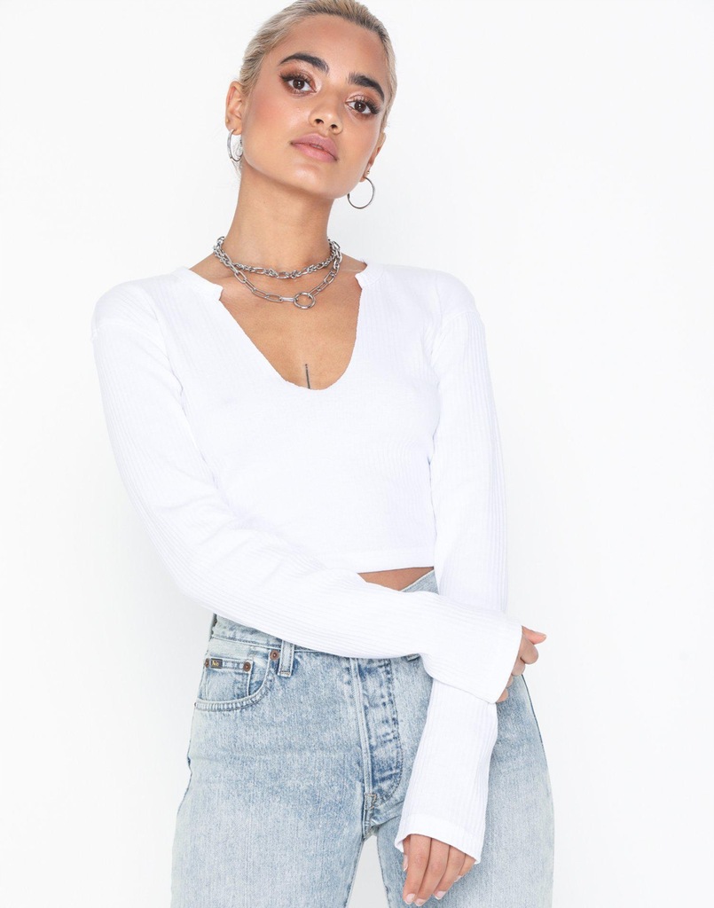 NMAGA549*MISSGUIDED TOP BIAŁY DŁUGI RĘKAW 34 P00