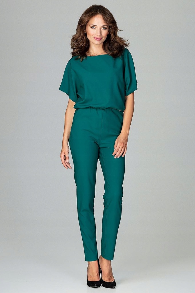 ELEGANCKI KOMBINEZON DAMSKI KIESZENIE RĘKAW KIMONO - 7810847086