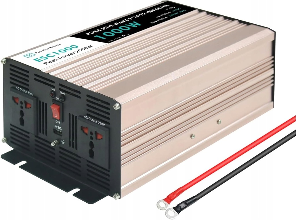 1000W przetwornica samochodowa 12V 220V SINUS różowa YCTechLife