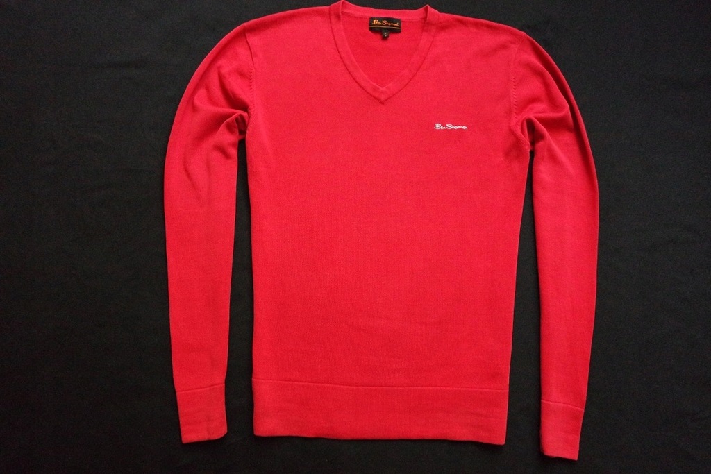 BEN SHERMAN sweter sweterek czerwony logowany____S