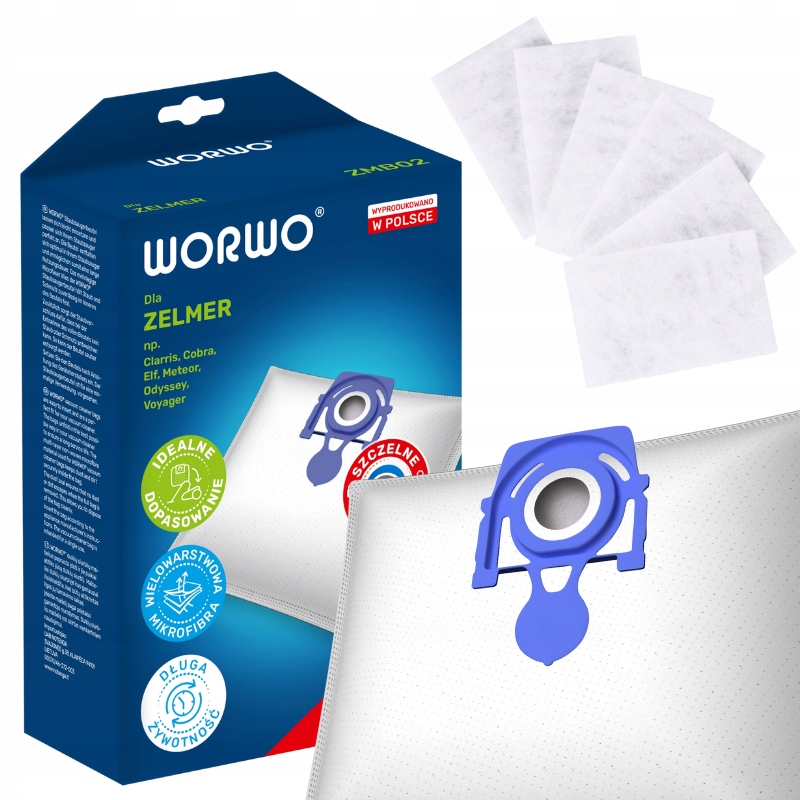 Worki do odkurzacza syntetyczne ZELMER CLARRIS AQUOS wytrzymałe | 24 szt.