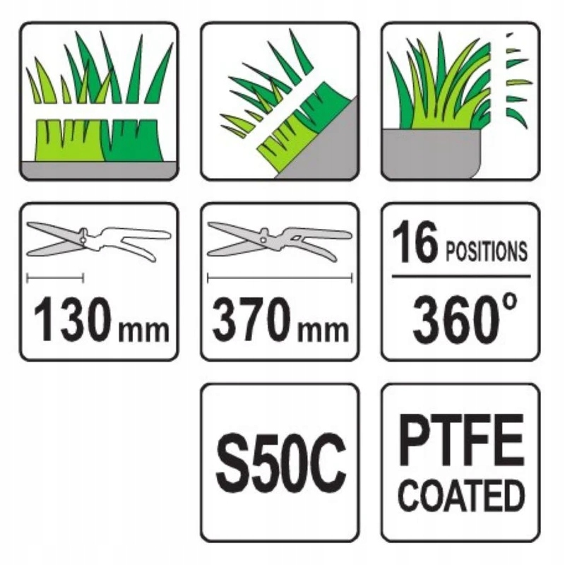 Nożyce do trawy 370 mm 16 pozycji (360°)