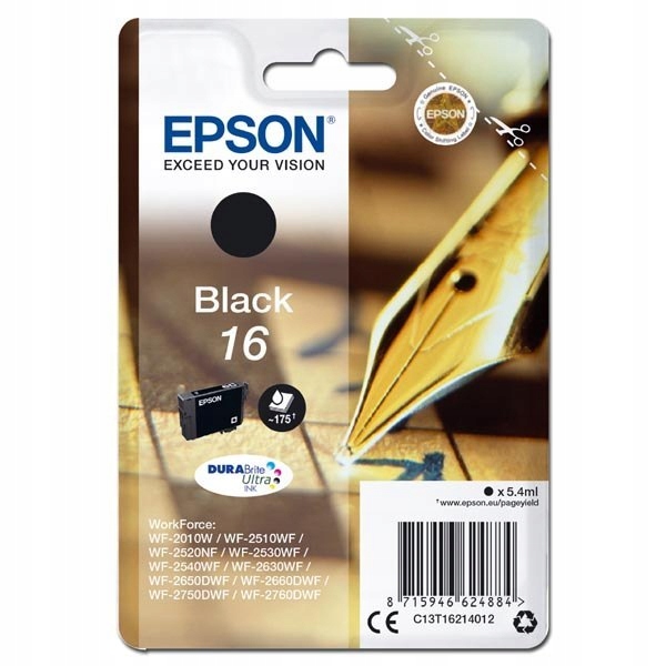 Epson oryginalny ink / tusz C13T16214012, T162140, black, 5.4ml, Epson Work