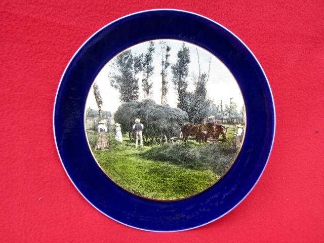 UROCZY TALERZ KOBALTOWY PRACE W POLU D.R.P OZDOBA DOMU KOLEKCJA