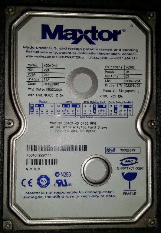 Dysk Maxtor 40GB