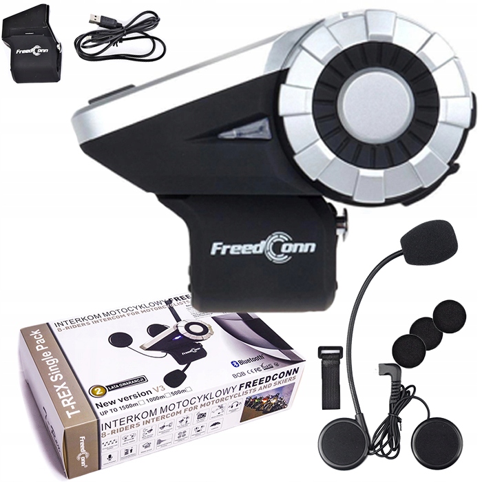 Interkom Bluetooth FreedConn T-Rex V3 kask 1500m 6746347772