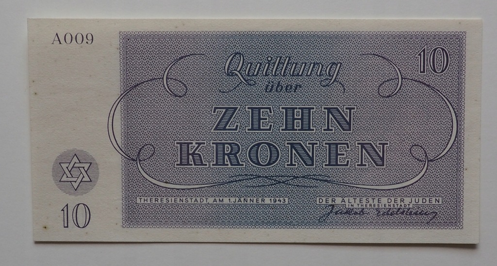 GETTO Terezin 1943 ser. A009 - 10 kr st. -UNC