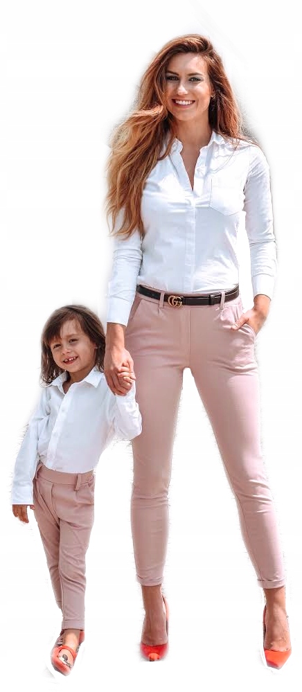 eleganckie różowe spodnie Mama i Córka r 92