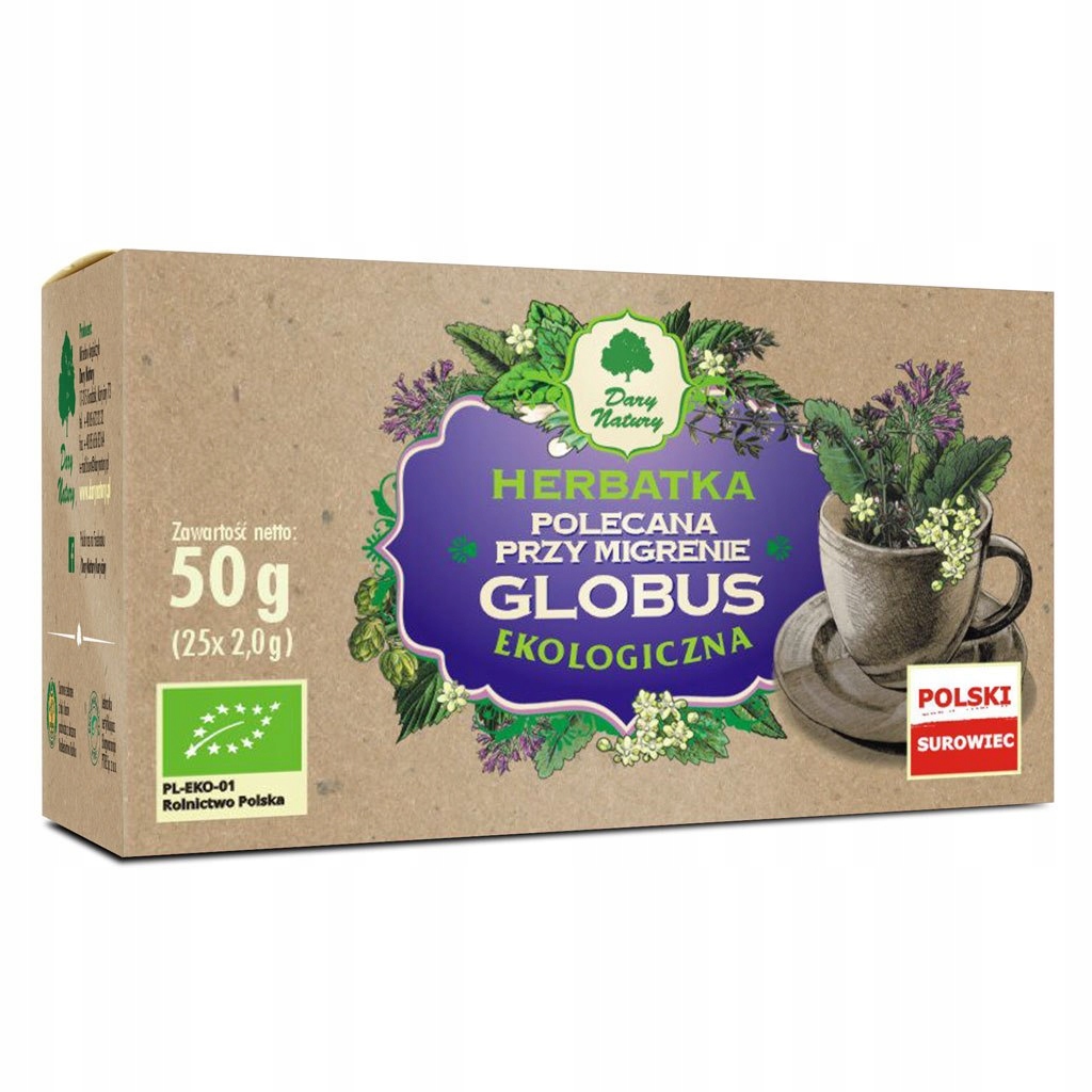 Herbata Globus Polecana przy migrenie fix BIO 25*2