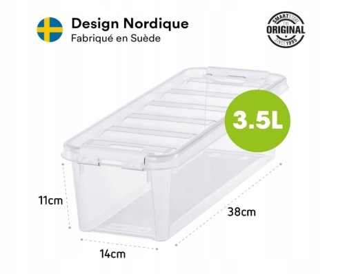 SmartStore pudełka 3,5 l -8 przezroczystych z pokrywką 38 x 14 x 11 cm OPIS