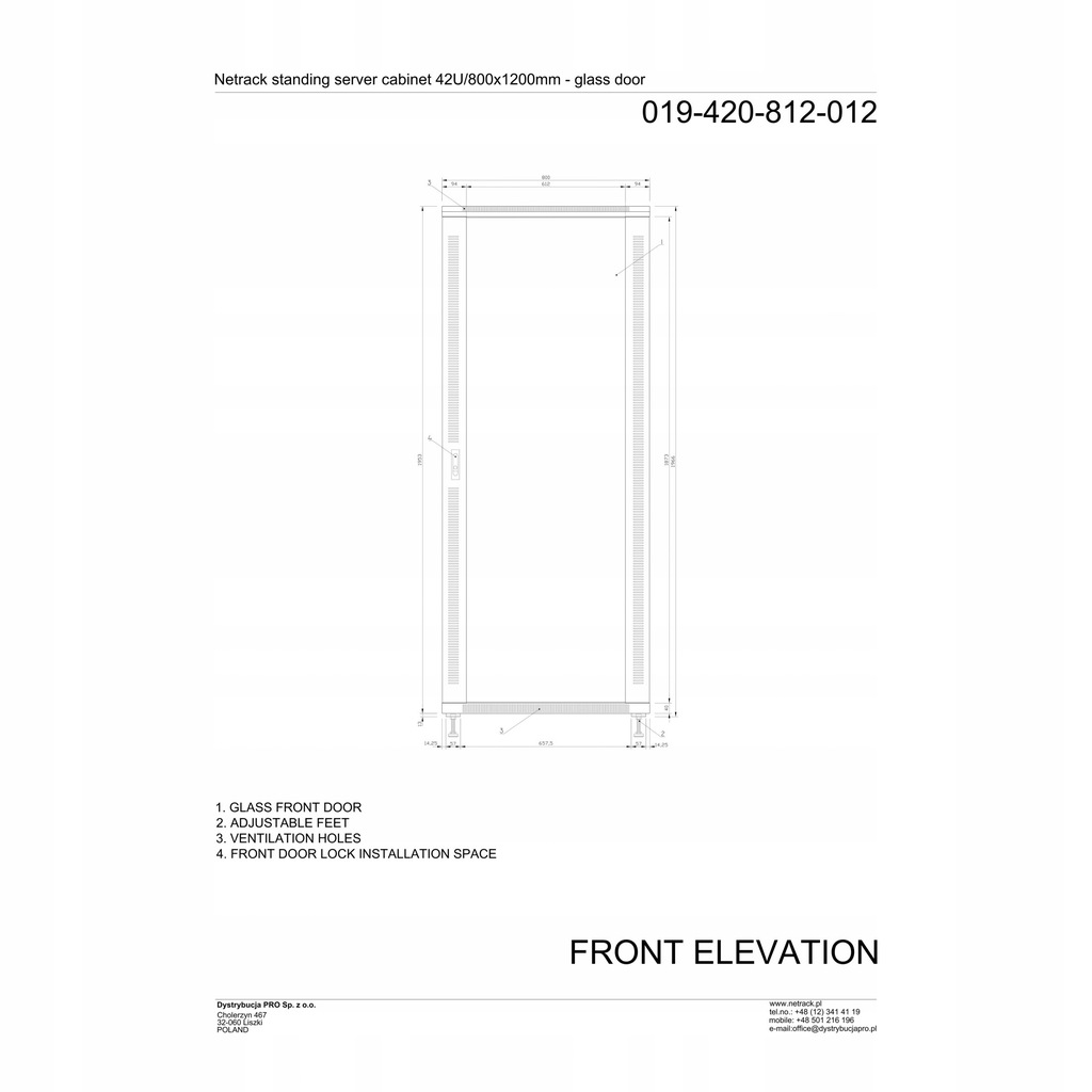 Купить Шкаф-стойка 19 дюймов 42U 800x1200 мм Черный: отзывы, фото, характеристики в интерне-магазине Aredi.ru