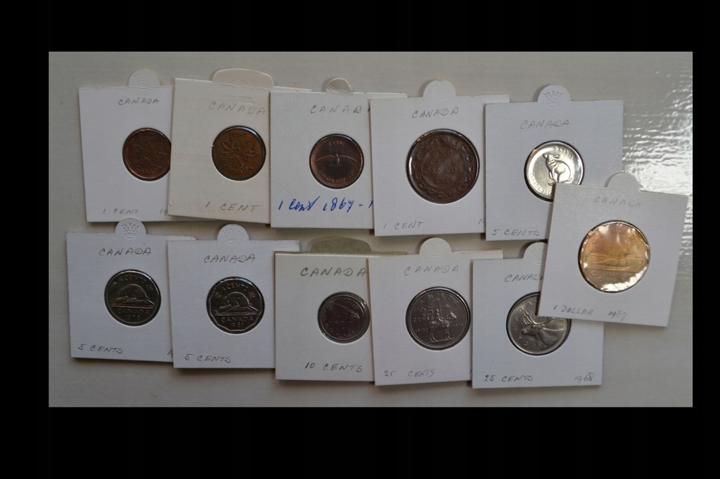 Kanada - zestaw 11 monet - każda moneta inna - miks nominałów
