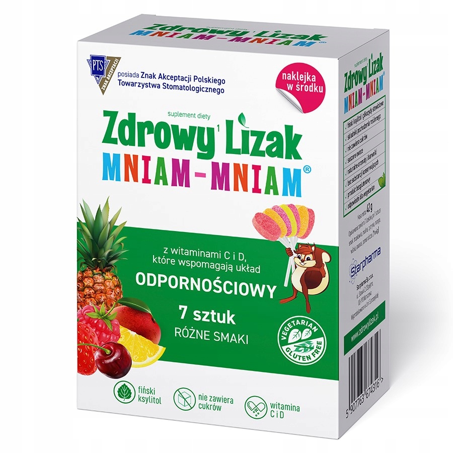 Zdrowy Lizak Mniam-Mniam bez cukru z witamina C i