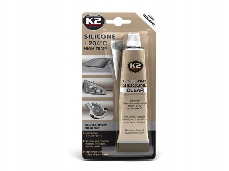 K2 SILICONE Silikon do +204°C, bezbarwny, 85g