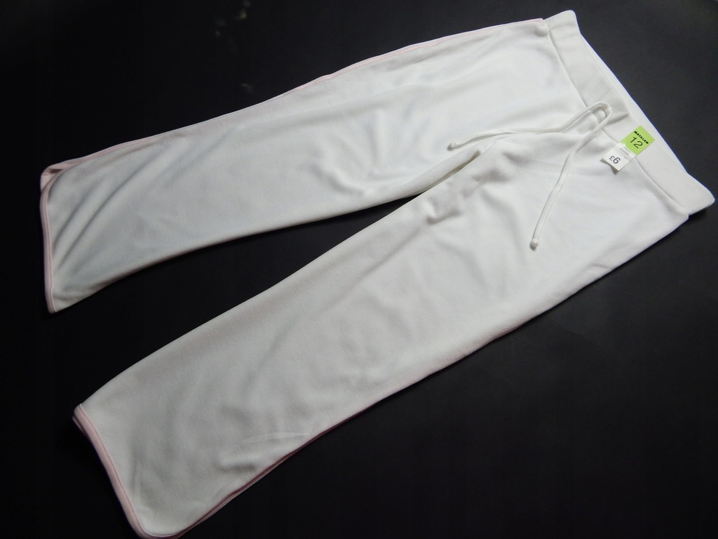 PAPAYA białe spodnie dresowe 7/8 z lampasem 40