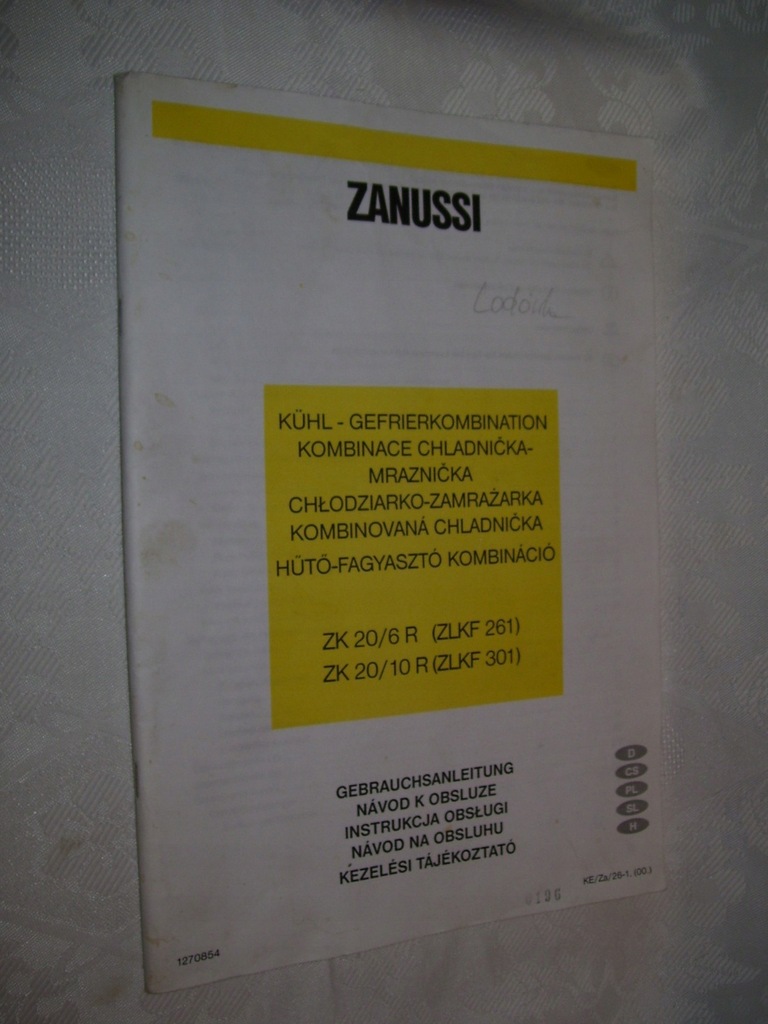 ZANUSSI- INSTRUKCJA OBSŁUGI LODÓWKO-ZAMRAŻARKI