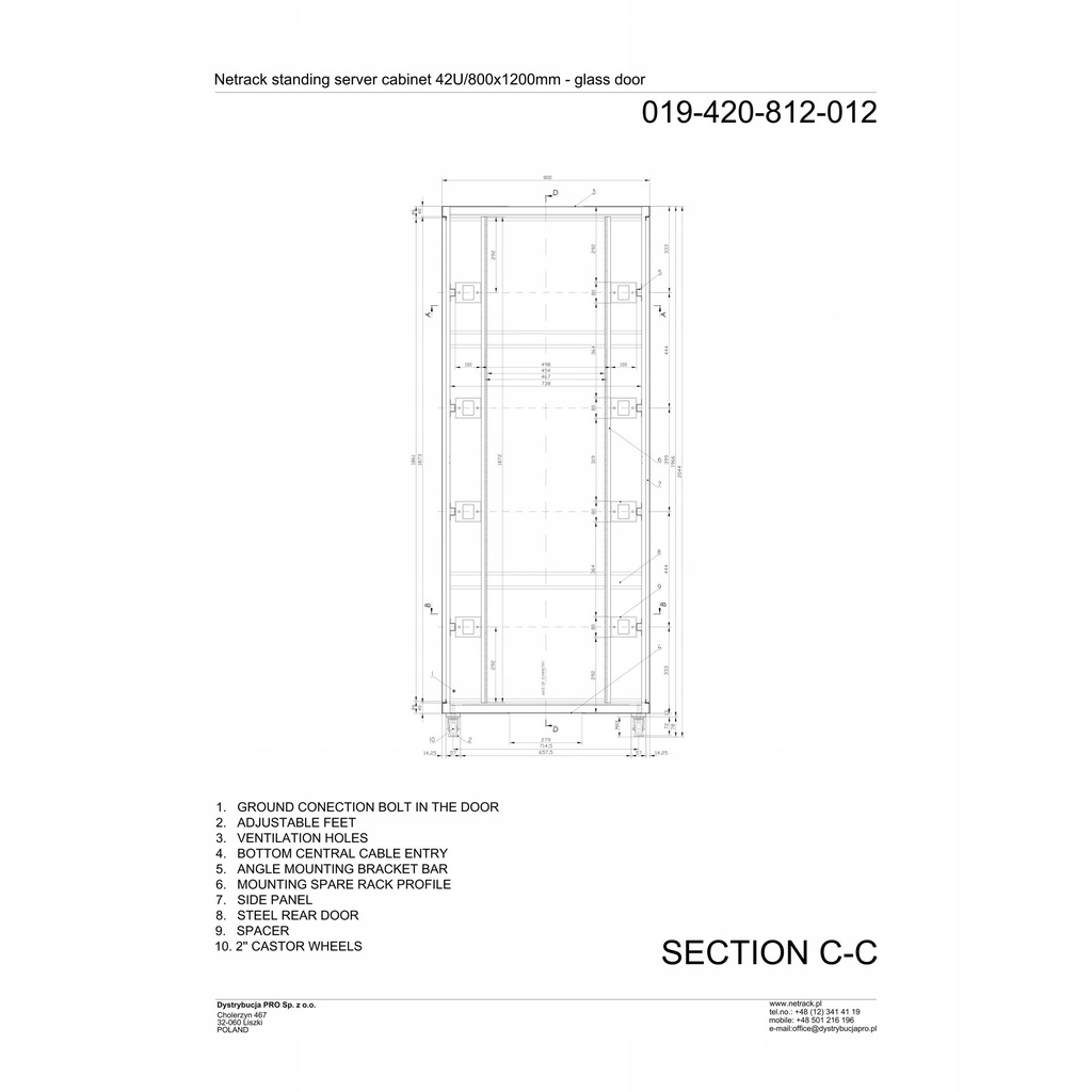 Купить Шкаф-стойка 19 дюймов 42U 800x1200 мм Черный: отзывы, фото, характеристики в интерне-магазине Aredi.ru