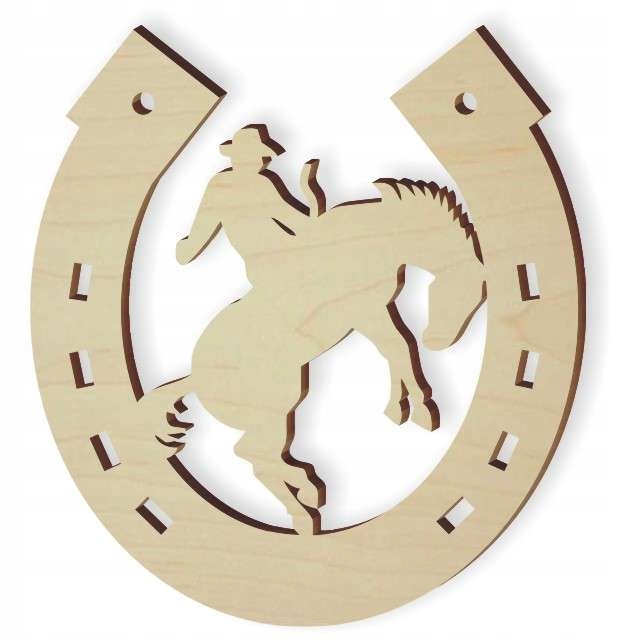 drewniana PODKOWA z koniem decoupage 10 szt