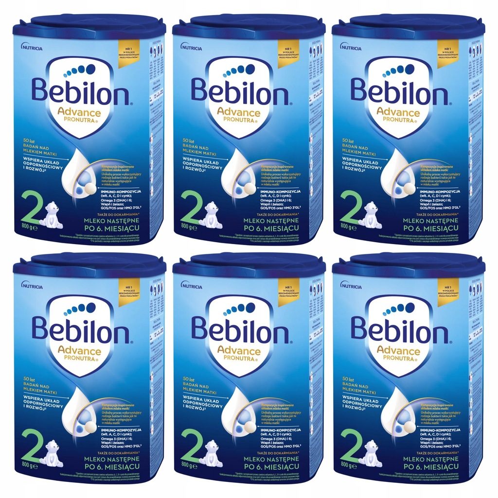 Bebilon 2 Pronutra-Advance mleko modyfikowane po 6 miesiącu Zestaw 6x 800 g