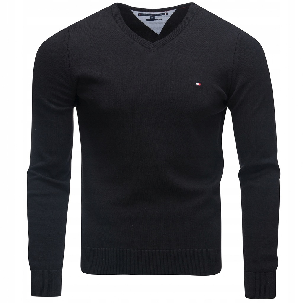 Tommy Hilfiger sweter męski V-neck czarny /M