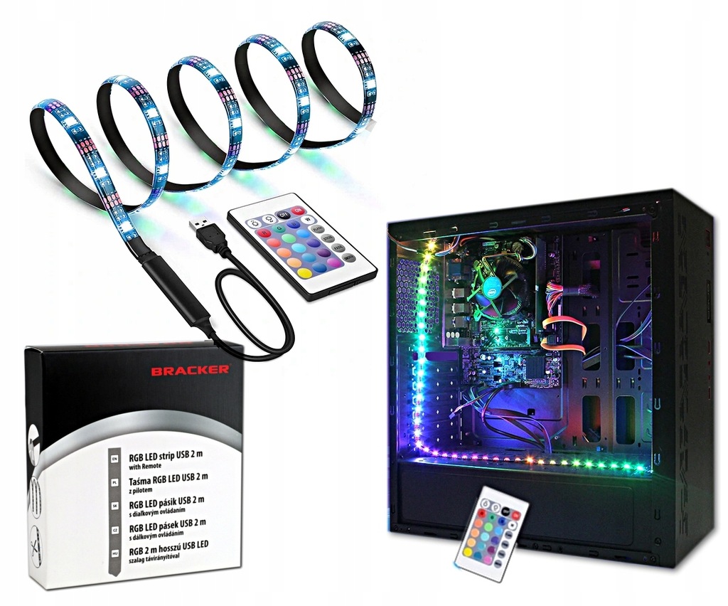 Купить Набор светодиодов RGB для ПК + контроллер BT + пульт дистанционного управления + блок питания: отзывы, фото, характеристики в интерне-магазине Aredi.ru