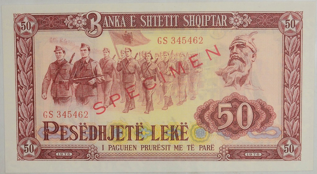 9.di.Albania, 50 Leke 1976 Specimen, P.45.s, St.1