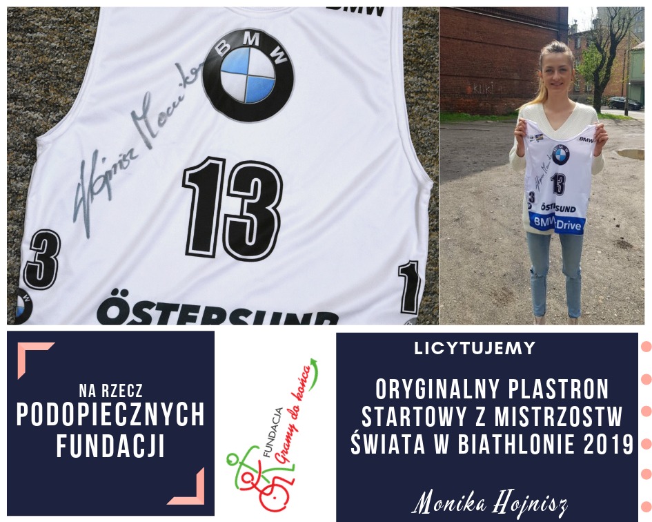 Plastron startowy Moniki Hojnisz z autografem