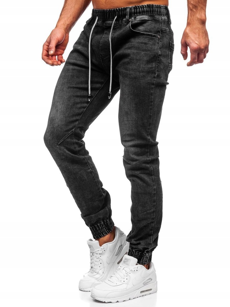 SPODNIE JEANSOWE JOGGERY CZARNE T342 DENLEY_L