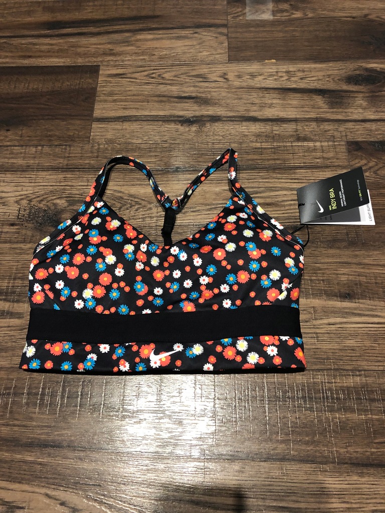 NIKE BIUSTONOSZ INDY BRA CZARNY KWIATKIROZM M NOWY