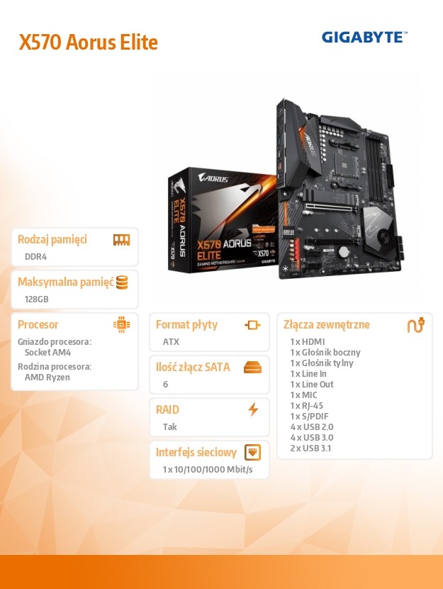 Купить Материнская плата Gigabyte X570 Aorus Elite AM4 4 DDR4: отзывы, фото, характеристики в интерне-магазине Aredi.ru