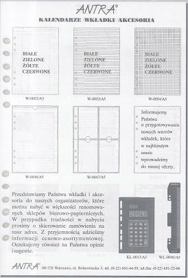 Wkład do organizera A5 Bloczek ANTRA,