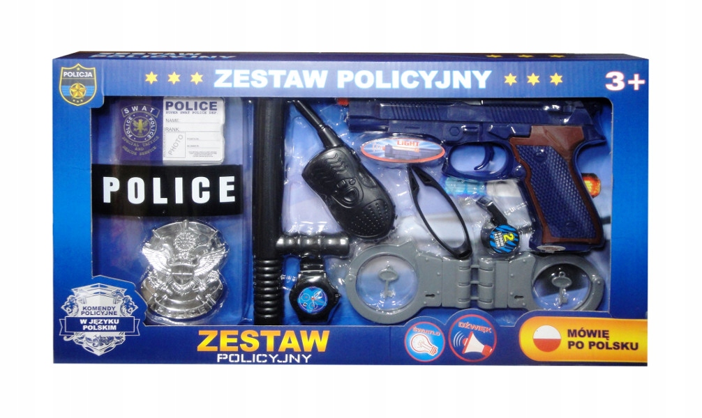 PISTOLET POLICYJNY Z GŁOSEM NA BATERIE