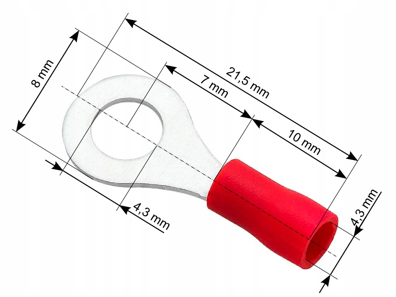 Konektor oczk.izol.L śruba4,3 kabel4,3mm (1PH)